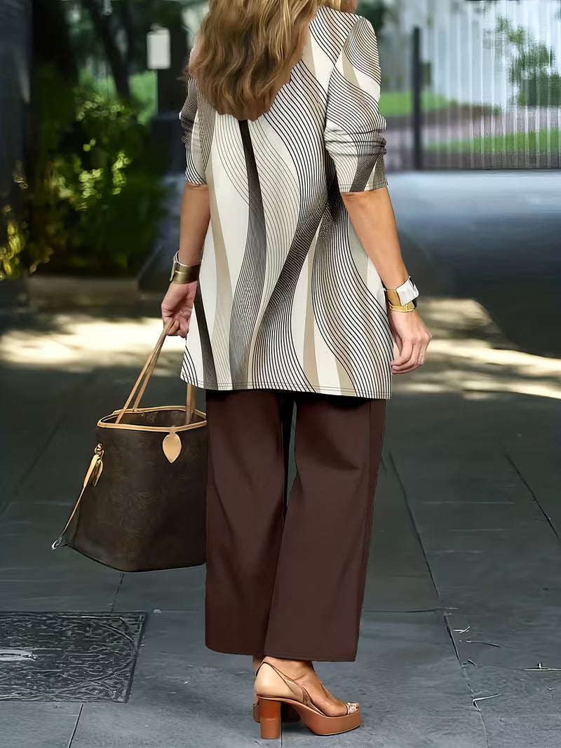 Women's fashionable and casual style set featuring a chiffon shawl and inner strappy printed pants, a daily casual 3pcs set