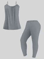 Women's fashionable and casual style set featuring a chiffon shawl and inner strappy printed pants, a daily casual 3pcs set