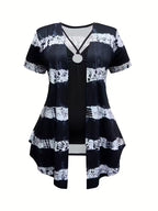 Women's fashionable and casual style set featuring a chiffon shawl and inner strappy printed pants, a daily casual 3pcs set