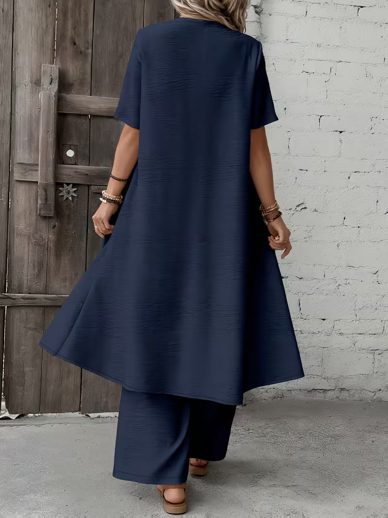 Women's fashionable and casual style set featuring a chiffon shawl and inner strappy printed pants, a daily casual 3pcs set