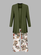 Women's fashionable and casual style set featuring a chiffon shawl and inner strappy printed pants, a daily casual 3pcs set