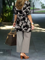 Women's fashionable and casual style set featuring a chiffon shawl and inner strappy printed pants, a daily casual 3pcs set