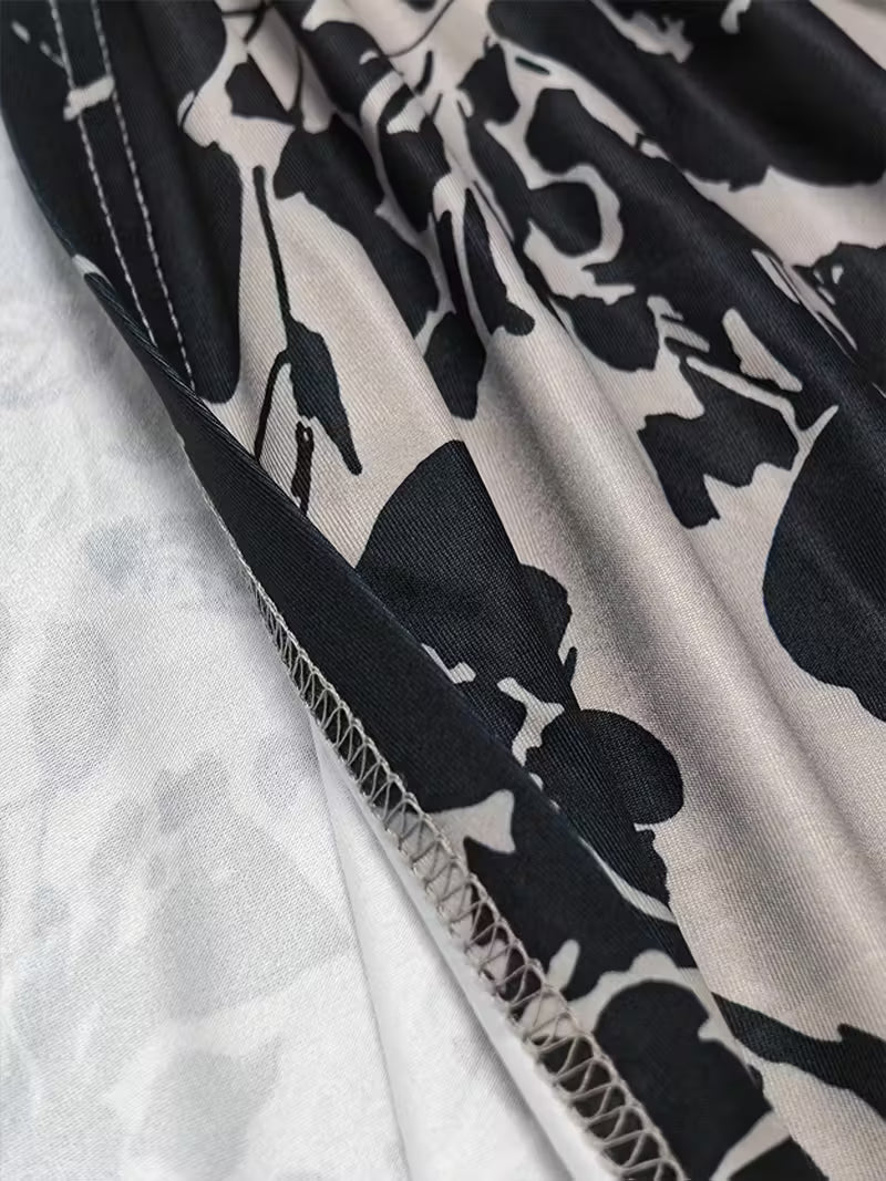 Women's fashionable and casual style set featuring a chiffon shawl and inner strappy printed pants, a daily casual 3pcs set