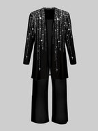 Women's fashionable and casual style set featuring a chiffon shawl and inner strappy printed pants, a daily casual 3pcs set