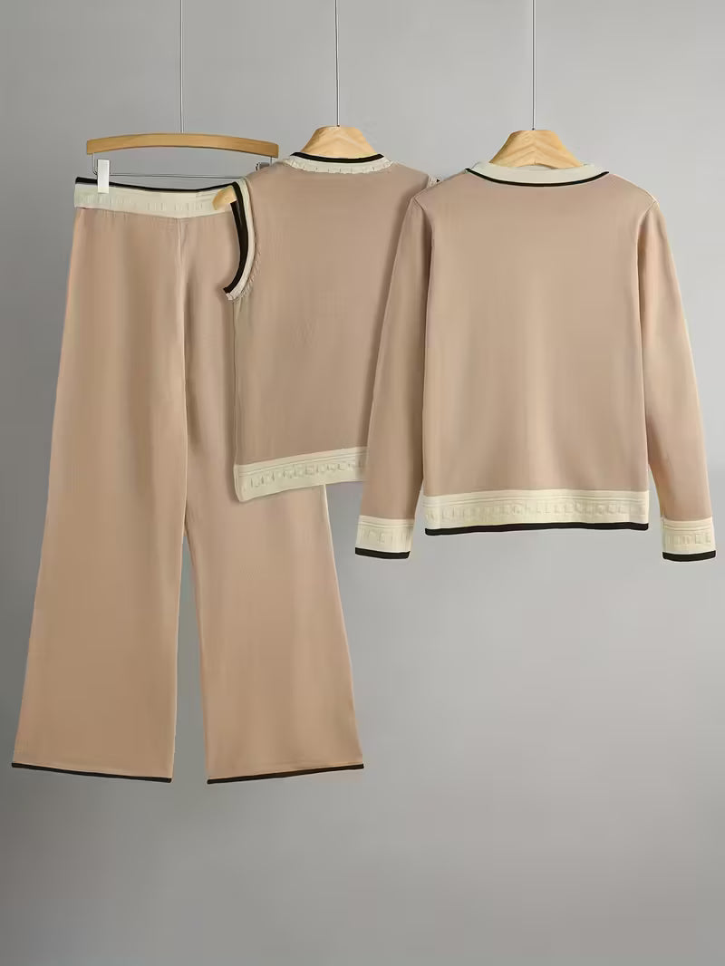 Women's fashionable and casual style set featuring a chiffon shawl and inner strappy printed pants, a daily casual 3pcs set