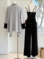 Women's fashionable and casual style set featuring a chiffon shawl and inner strappy printed pants, a daily casual 3pcs set