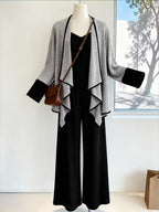 Women's fashionable and casual style set featuring a chiffon shawl and inner strappy printed pants, a daily casual 3pcs set