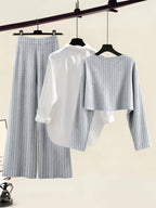 Women's fashionable and casual style set featuring a chiffon shawl and inner strappy printed pants, a daily casual 3pcs set