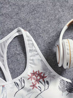 Women's fashionable and casual style set featuring a chiffon shawl and inner strappy printed pants, a daily casual 3pcs set