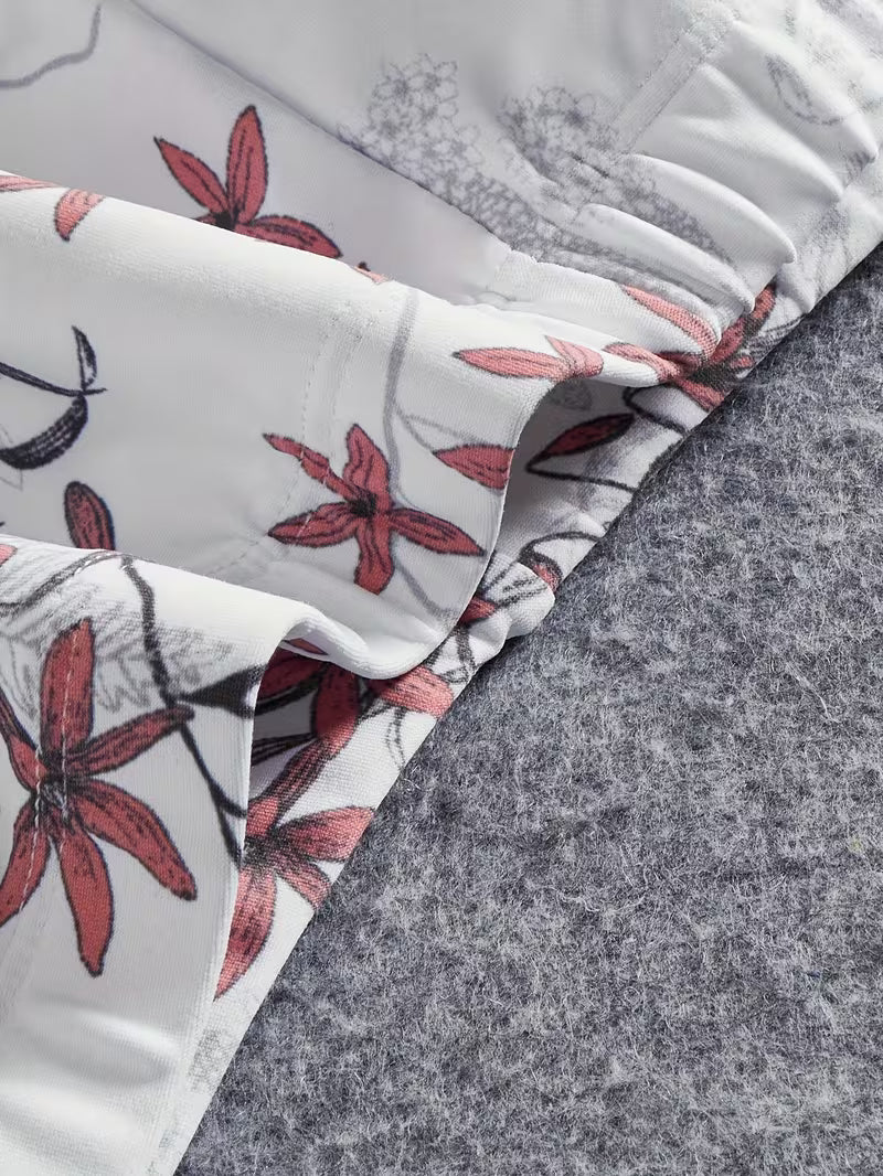 Women's fashionable and casual style set featuring a chiffon shawl and inner strappy printed pants, a daily casual 3pcs set