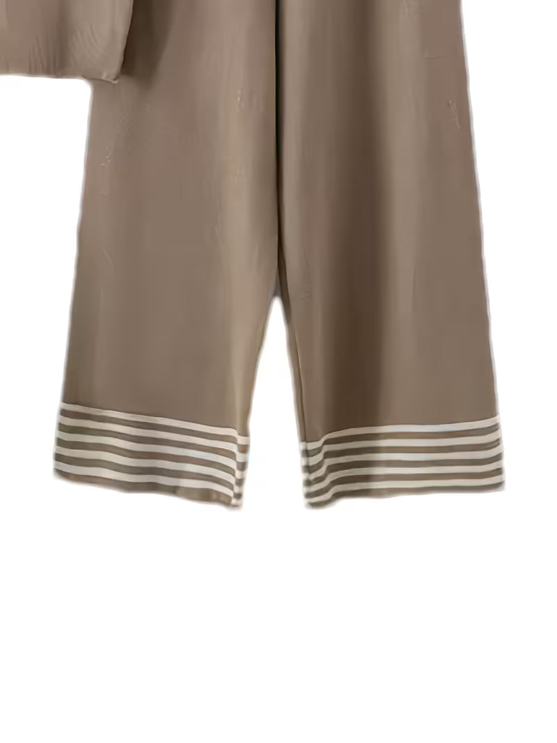 Women's fashionable and casual style set featuring a chiffon shawl and inner strappy printed pants, a daily casual 3pcs set