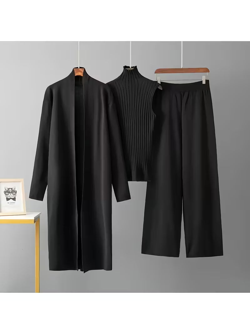 Women's fashionable and casual style set featuring a chiffon shawl and inner strappy printed pants, a daily casual 3pcs set